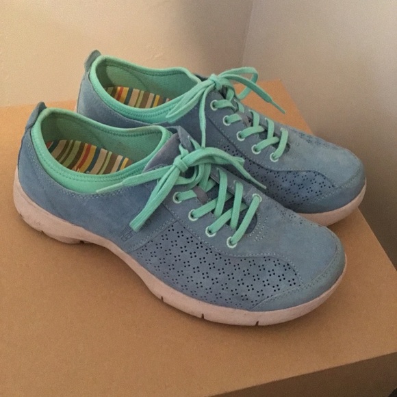 Dansko Women's Suede Leather Shoes Size Blue Green Slip Resist - Picture 3 of 10